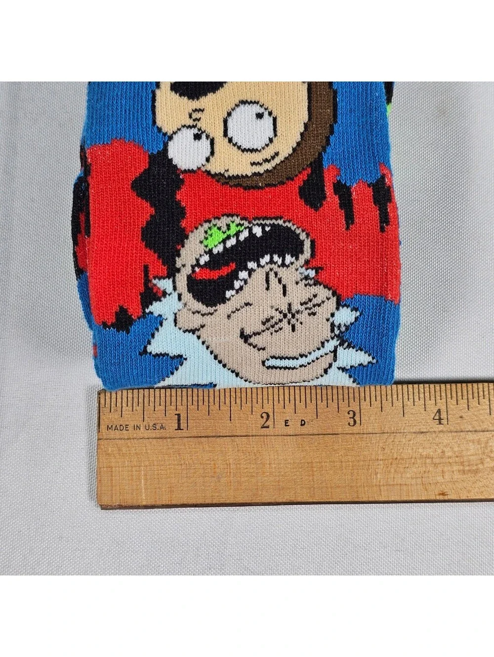 Rick and Morty Crew Socks Blue Adult Swim Cartoon Character Print Mens OSFM